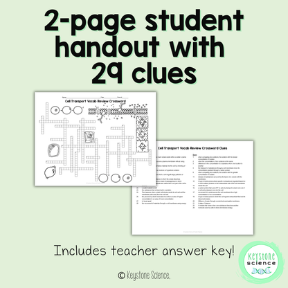 Cell Transport and Osmosis Vocab Review Crossword Puzzle