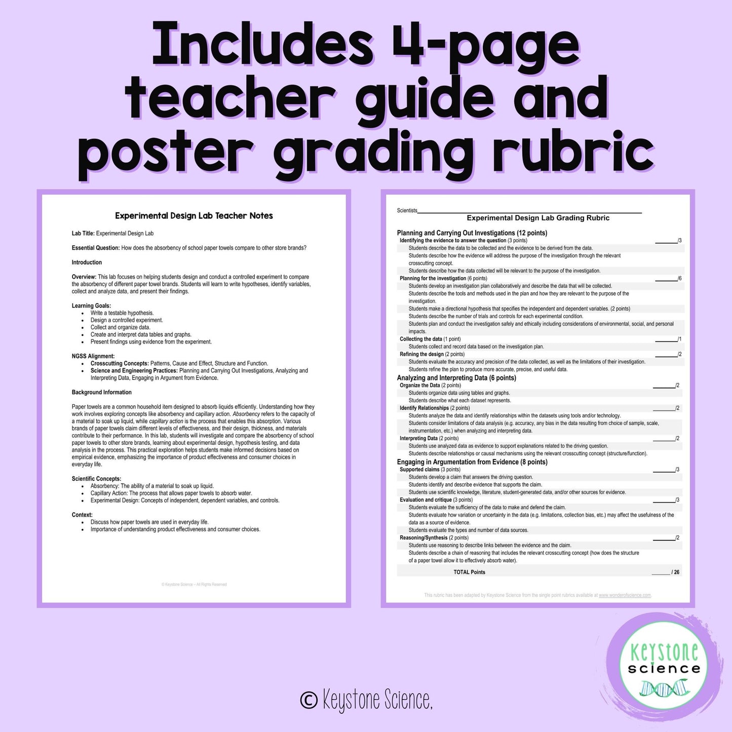 Paper Towel Experimental Design Inquiry Science Lab Scientific Method NGSS