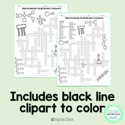 Organic Macromolecules Vocab Review Crossword Puzzle Biochemistry Molecules