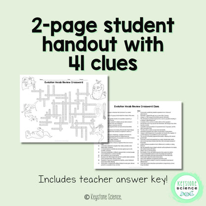 Evolution Vocabulary Review Crossword Puzzle | Natural Selection & Biology Activity