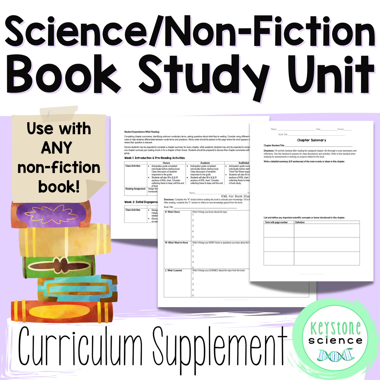 Non-Fiction Science Book Study Supplement Differentiated Unit Plan