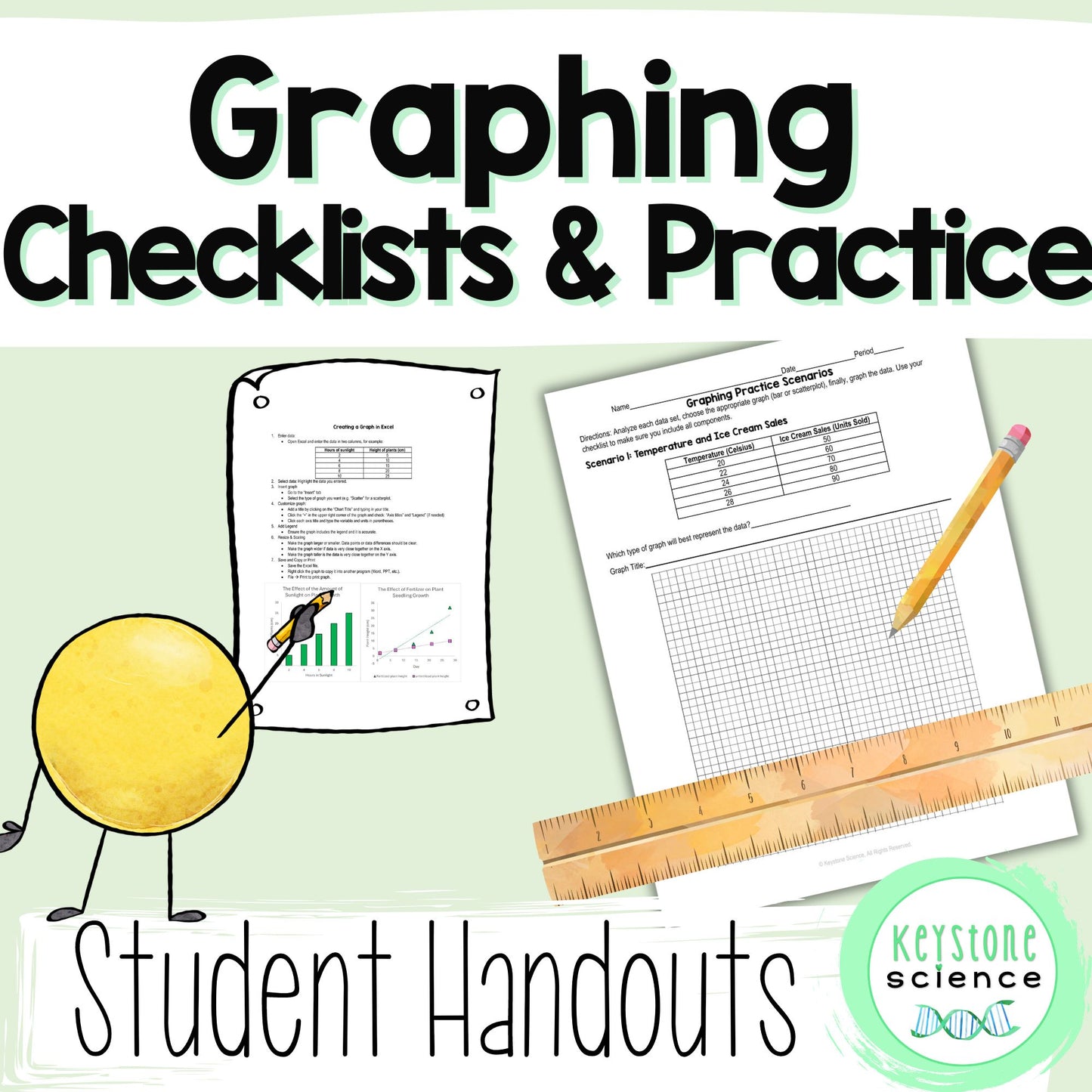 Graphing Checklist and Student Scenario Practice with Paper and Excel