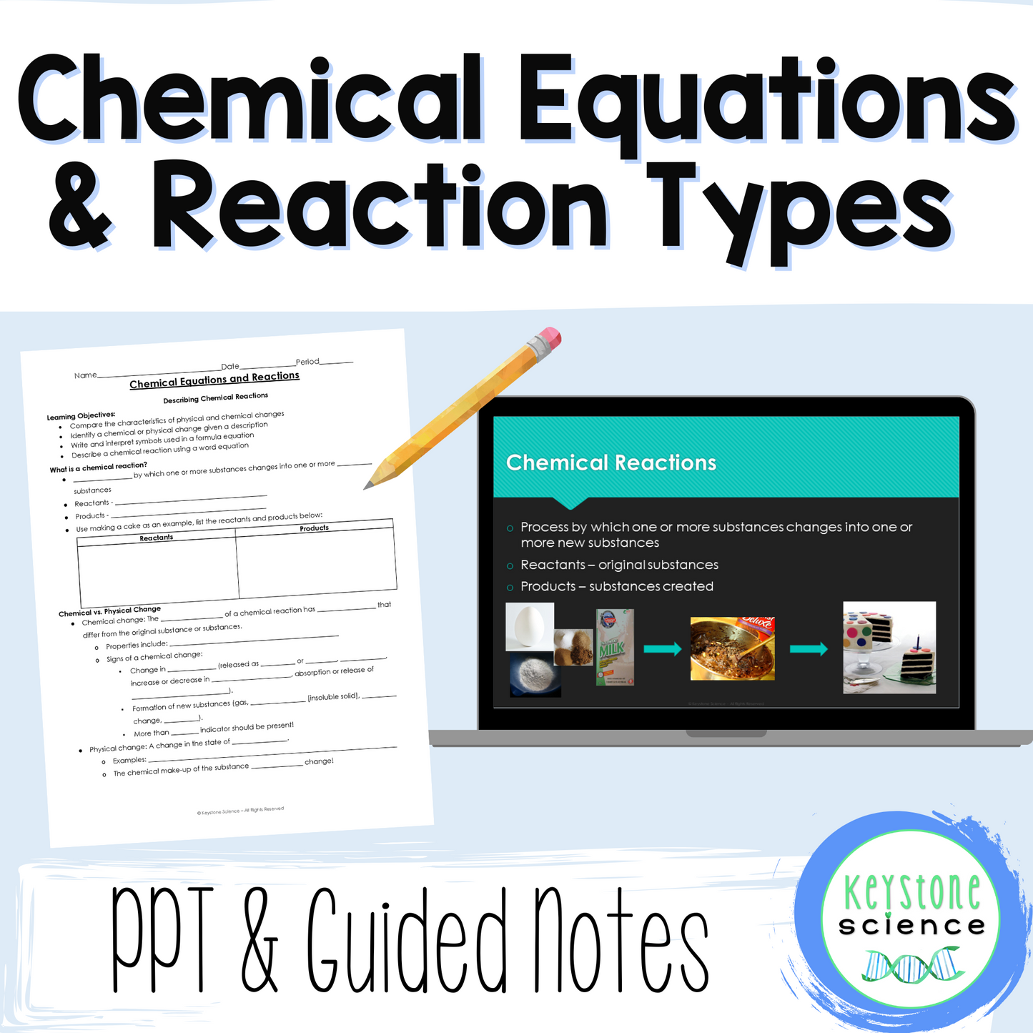 Chemical Reactions and Equations PowerPoint with Guided Notes