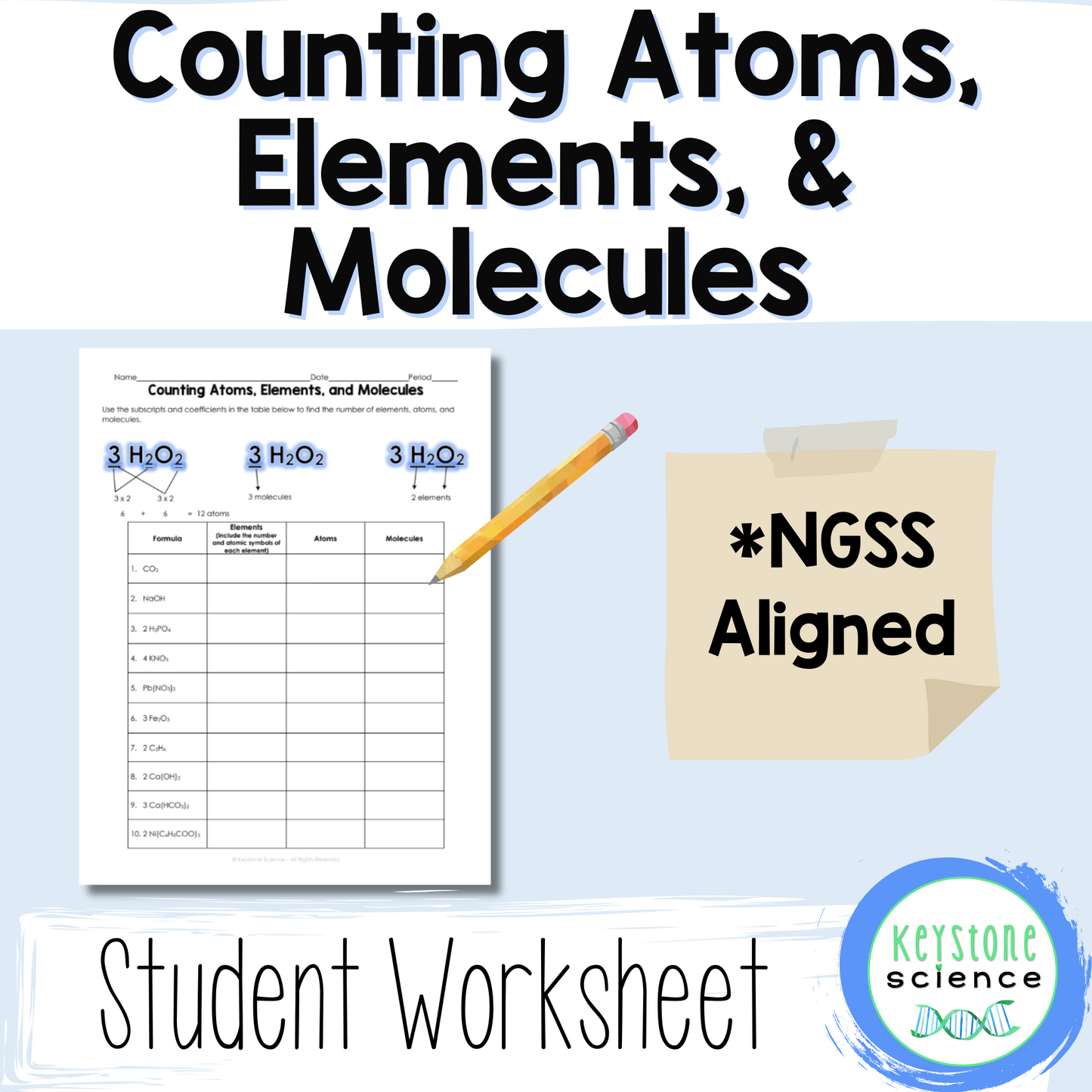 Counting Atoms, Elements, and Molecules Using Chemical Formulas and Coefficients