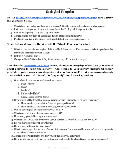 Earth Day Ecological Footprint Activity & Reflection
