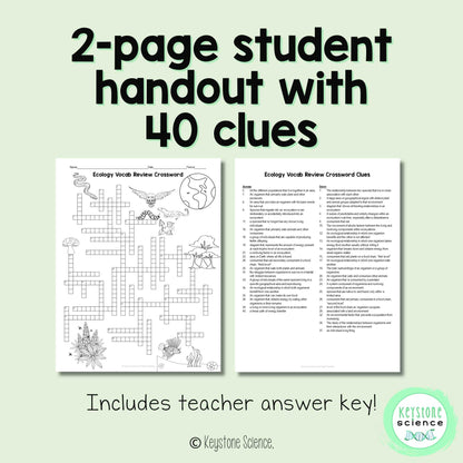 Ecology Vocabulary Review Crossword Puzzle