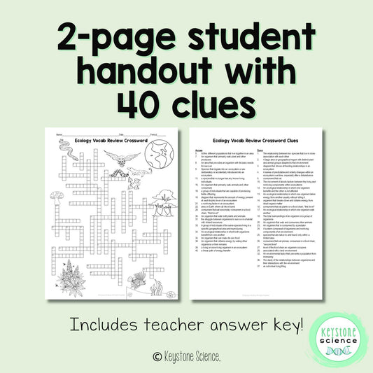 Ecology Vocabulary Review Crossword Puzzle