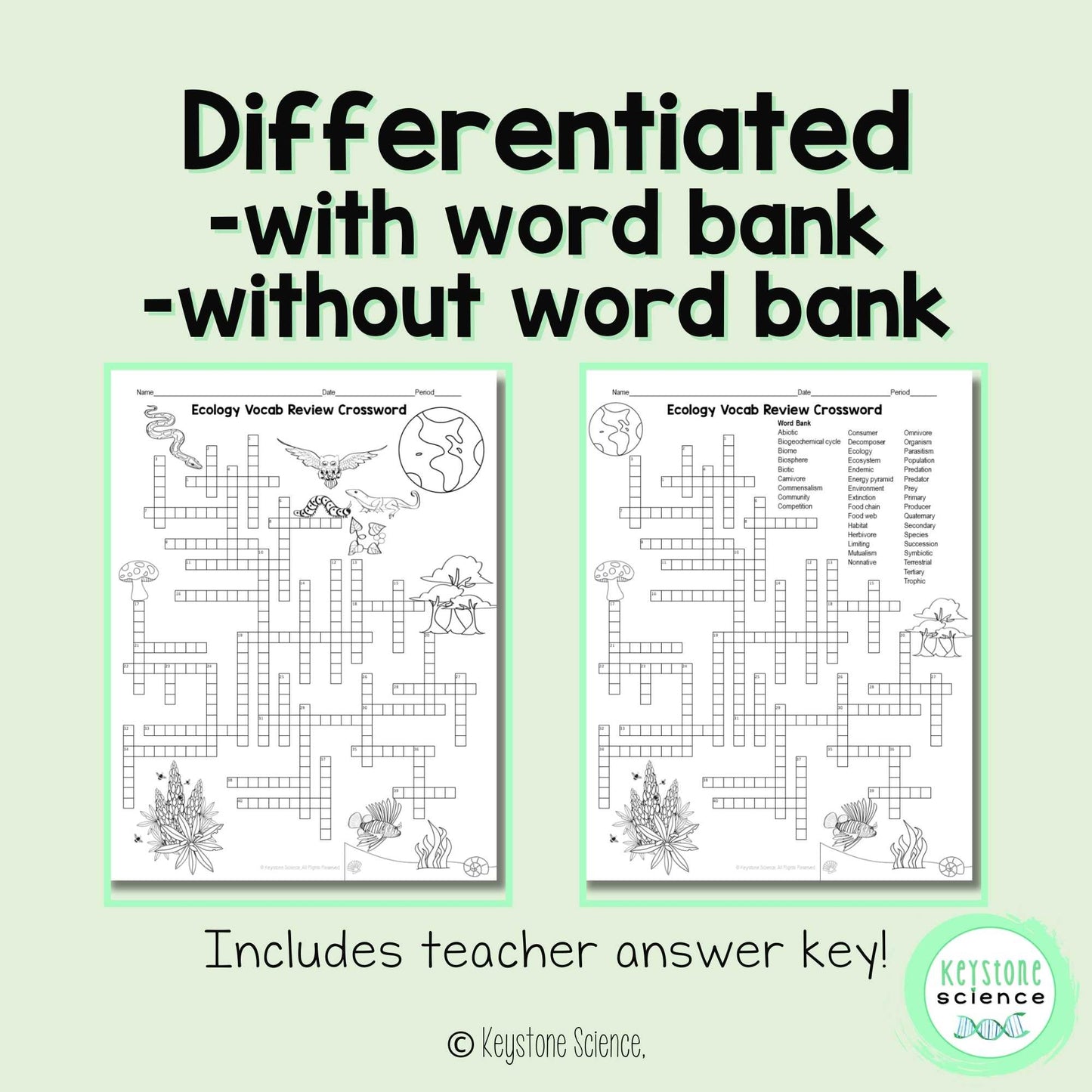 Ecology Vocabulary Review Crossword Puzzle