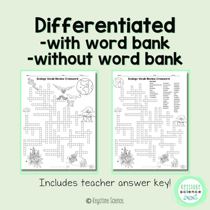 Ecology Vocabulary Review Crossword Puzzle