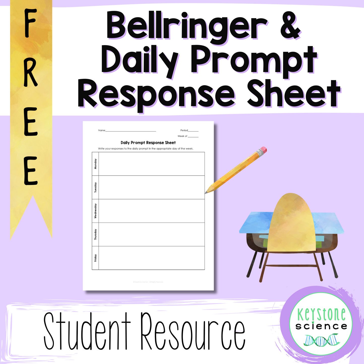 FREE Bellringer Daily Prompt Getting Started Transition Response Sheet