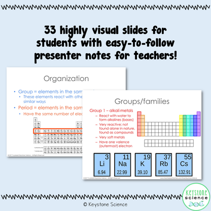 Periodic Table Organization and Trends PowerPoint with Guided Notes and KEY