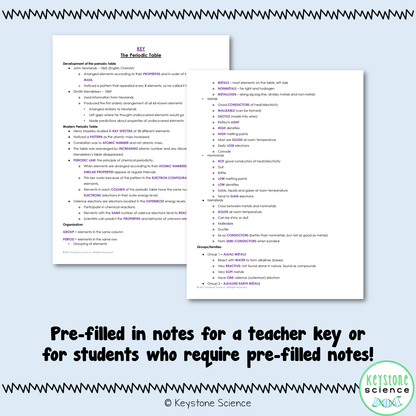 Periodic Table Organization and Trends PowerPoint with Guided Notes and KEY