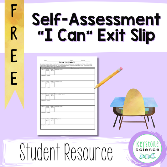 FREE Student Self Assessment Exit Slip "I can" Statement Printable