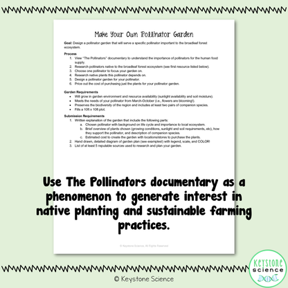 Pollinator and Native Plant Garden Planning Project PBL Ecology Sustainability