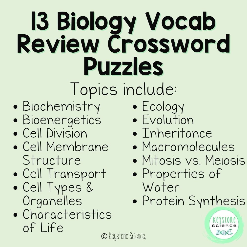 Differentiated Biology Vocabulary Review Crossword Puzzle Bundle