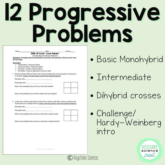 Punnett Square Worksheet Mendelian Valentine's Day Monohybrid Dihybrid NGSS