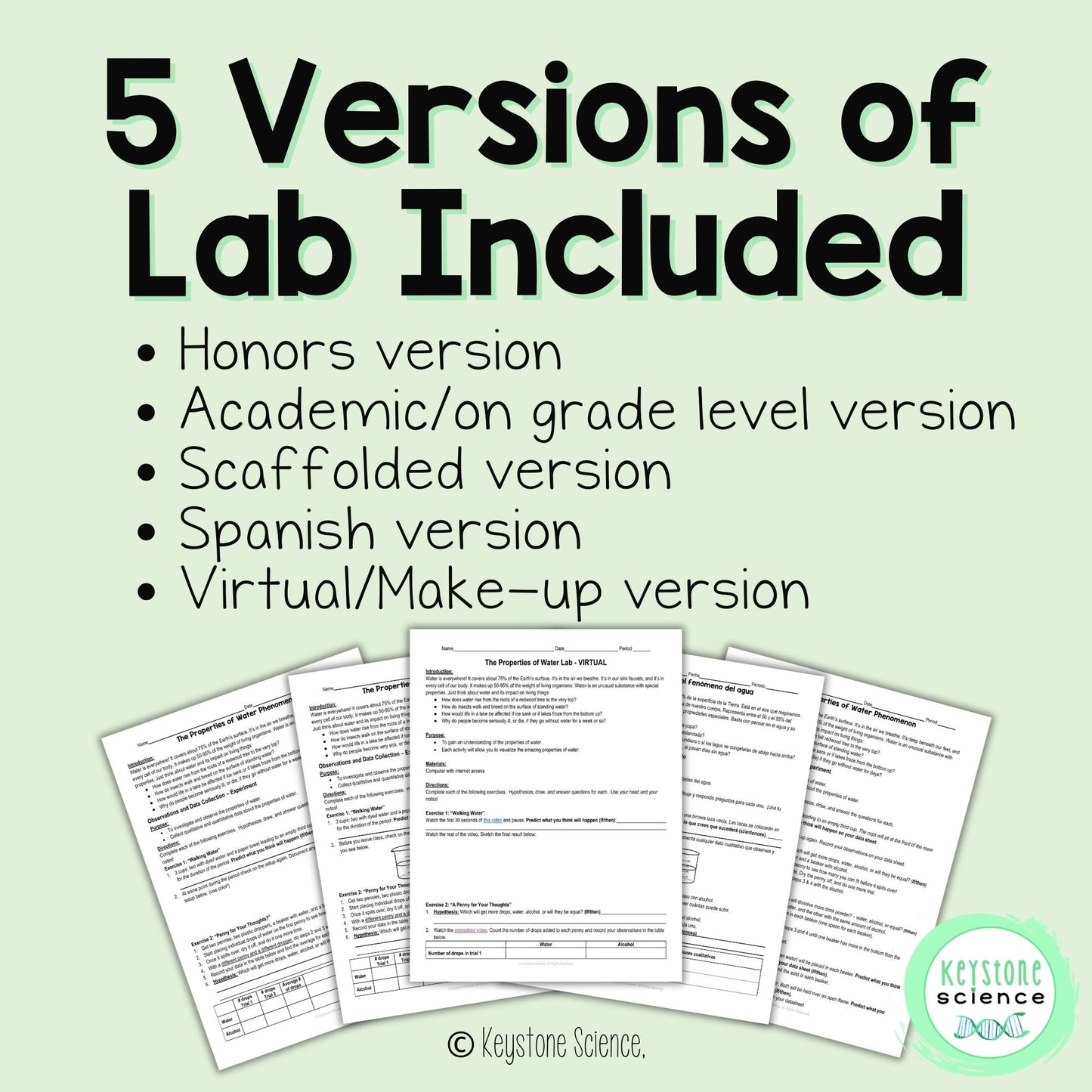 Properties of Water Inquiry Lab Stations Differentiated Inquiry-Based NGSS