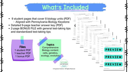 Biology Keystone Content Review Packet with Answer Key