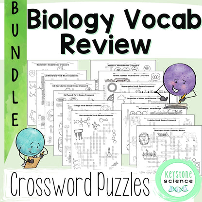Differentiated Biology Vocabulary Review Crossword Puzzle Bundle