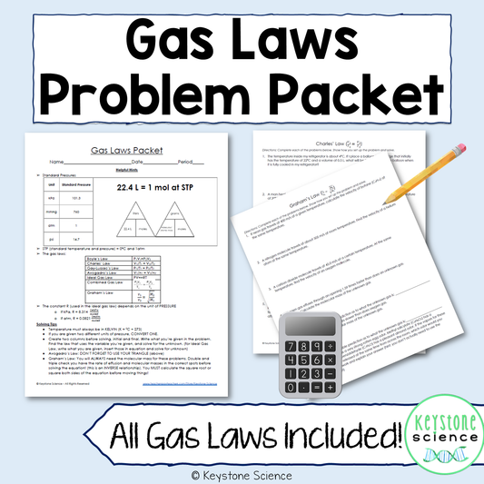 Chemistry Gas Laws Packet Massive Problem Set ANSWER KEY INCLUDED