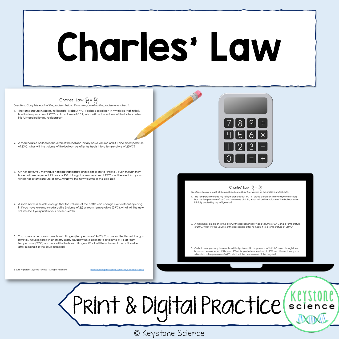 Charles' Law Problems with Answer Key Chemistry Gas Laws