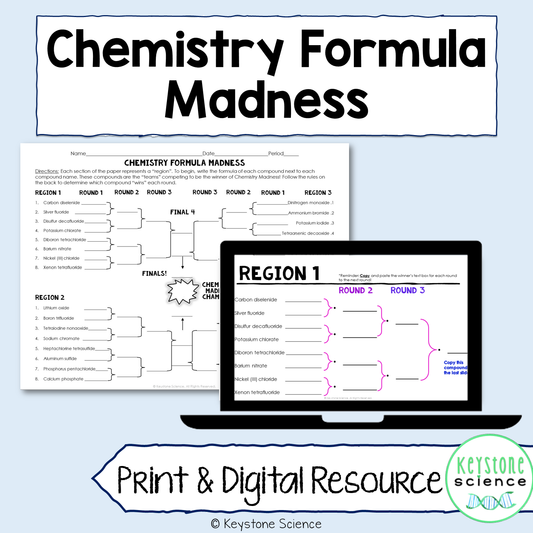 Chemistry Ionic and Covalent Formula Writing Madness Digital and Print Bracket