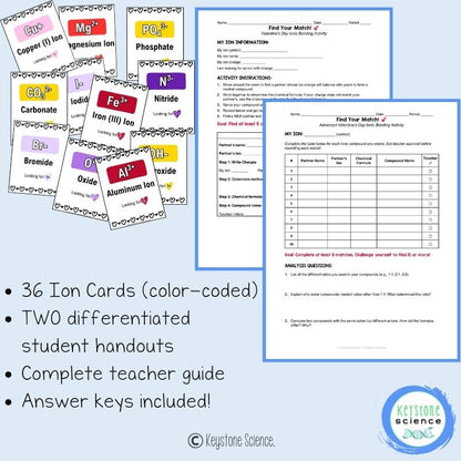 Valentine's Day Ionic Compounds & Bonding Kinesthetic Class Activity Chemistry