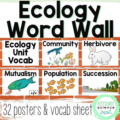 Ecology, Symbiotic Relationships Biology Word Wall and Vocabulary ELL, ESL