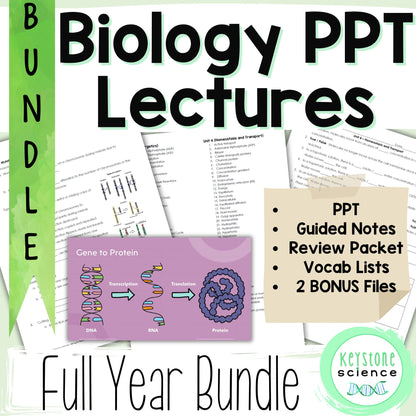 Full Year Biology PowerPoints, Guided Notes, Packet Comprehensive BUNDLE Keystone Aligned