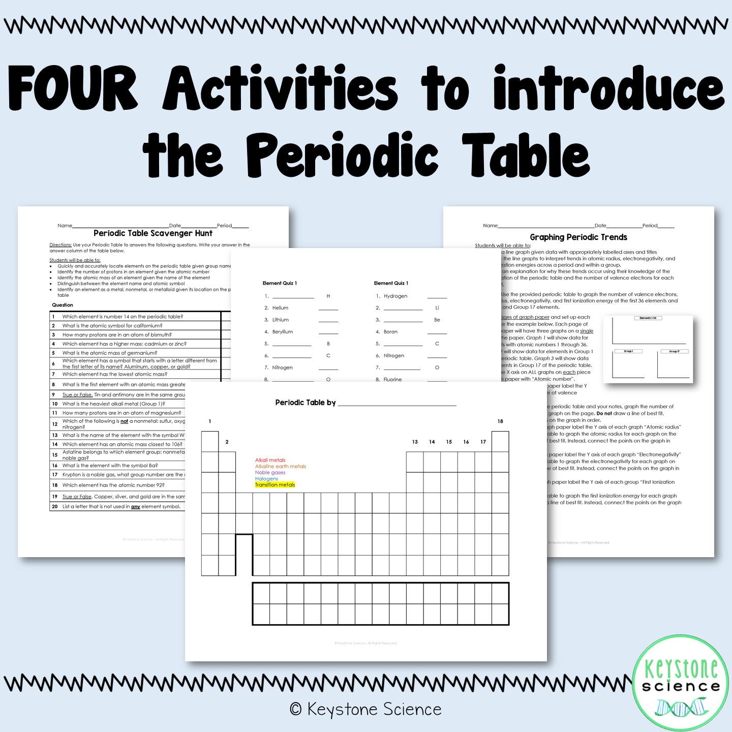 Periodic Table Organization and Trends Activities Inquiry-Based & Differentiated