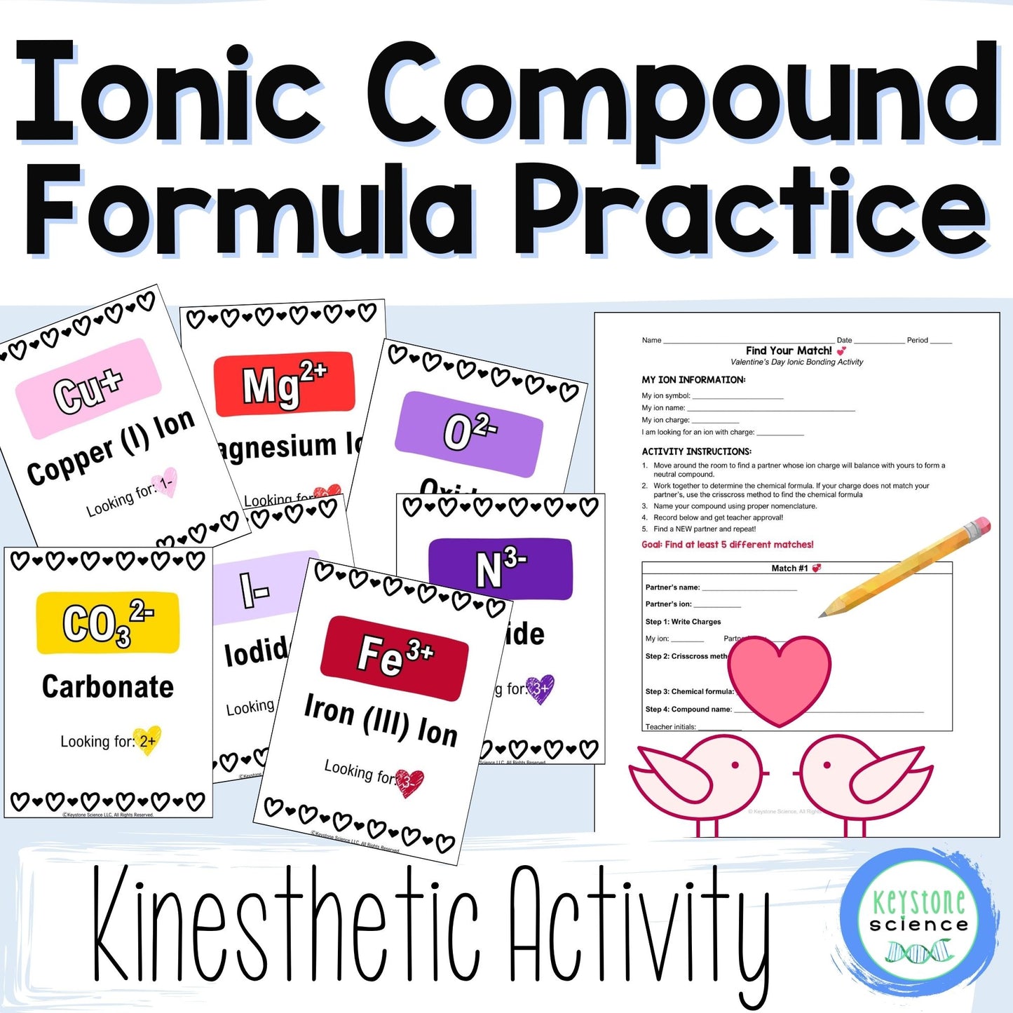 Valentine's Day Ionic Compounds & Bonding Kinesthetic Class Activity Chemistry