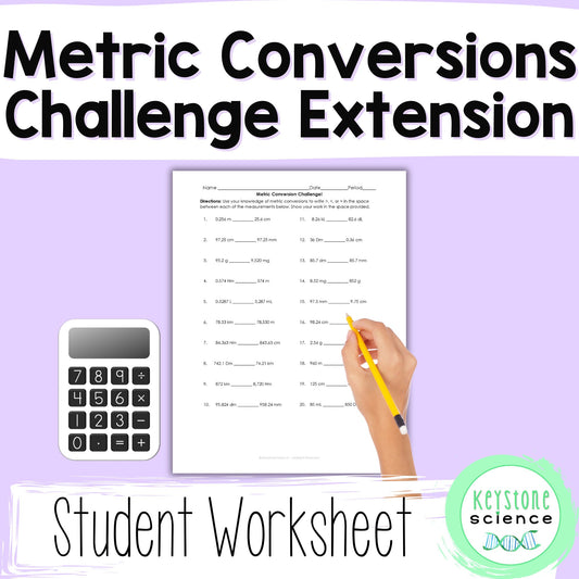 Extension Metric Conversion Unit Comparison Challenge Student Worksheet with Key