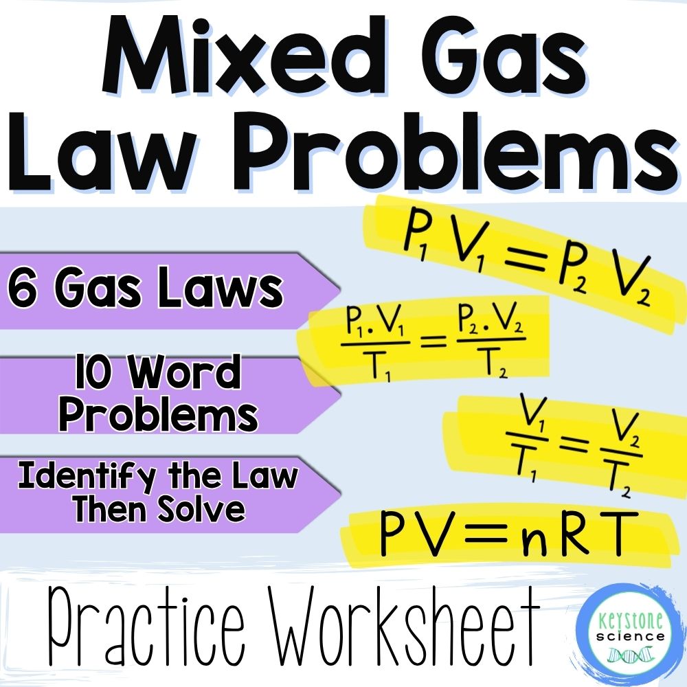 Mixed Gas Laws Problem Worksheet Chemistry