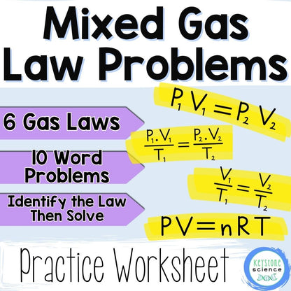 Mixed Gas Laws Problem Worksheet Chemistry