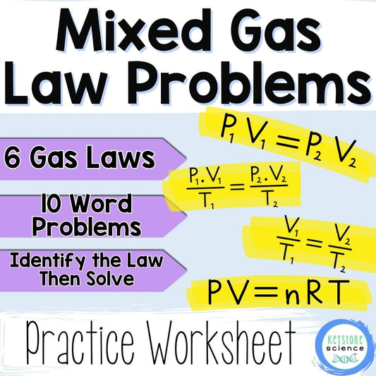 Mixed Gas Laws Problem Worksheet Chemistry