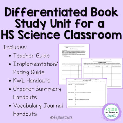 Non-Fiction Science Book Study Supplement Differentiated Unit Plan