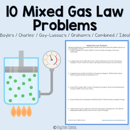 Mixed Gas Laws Problem Worksheet Chemistry