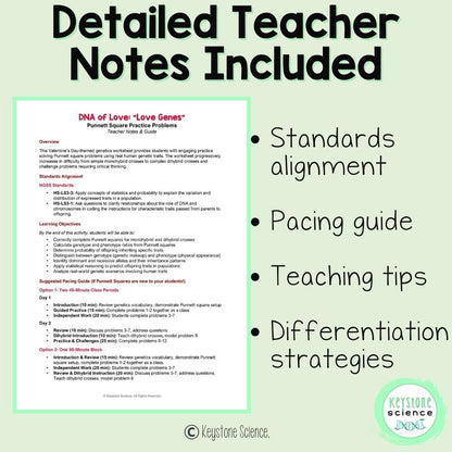 Punnett Square Worksheet Mendelian Valentine's Day Monohybrid Dihybrid NGSS