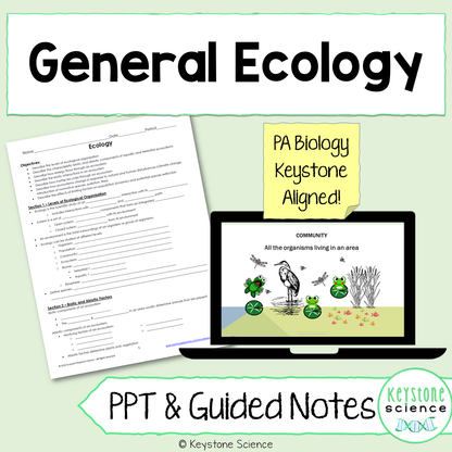 Ecology PowerPoint Guided Notes with KEY Biology Keystone Aligned