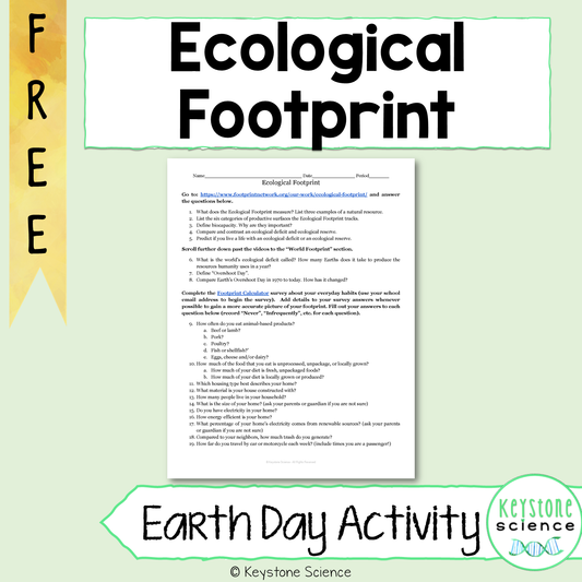 Earth Day Ecological Footprint Activity & Reflection