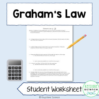 Graham's Law Practice Problems with Answer Key Chemistry Gas Laws