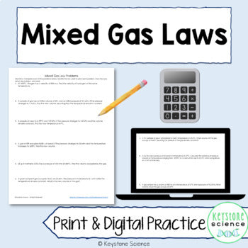 Mixed Gas Laws Problem Worksheet Chemistry