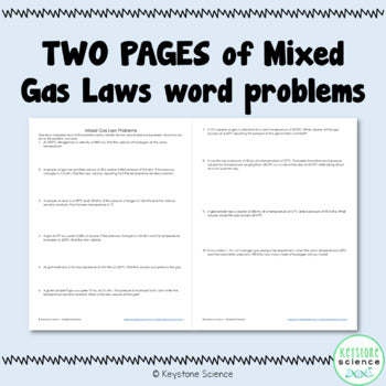 Mixed Gas Laws Problem Worksheet Chemistry