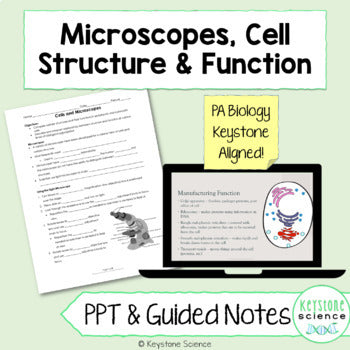 Microscopes & Cell Parts PowerPoint, Guided Notes & KEY Biology Keystone Aligned