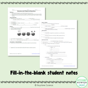 Enzymes PowerPoint and Guided Notes with KEY Biology Keystone Aligned